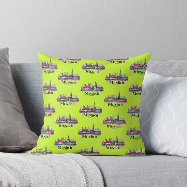 Item preview, Minimalist Watercolor Munich Germany Retro Cityscape Sticker, designed and sold by PaintMeWorld.