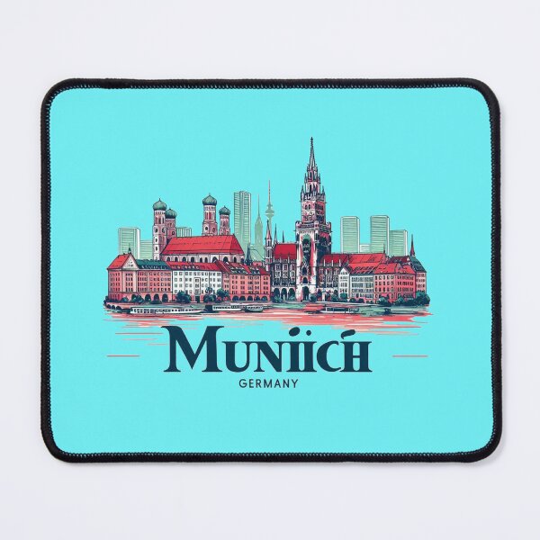 Item preview, Minimalist Watercolor Munich Germany Retro Cityscape Sticker, designed and sold by PaintMeWorld.