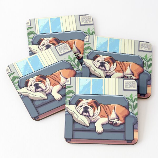 Item preview, English bulldog sleeping on couch designed and sold by Heidi25L.