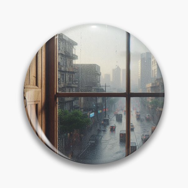 Item preview, Rustic Window Rainy View of Durban – Ultra-Realistic Cityscape Design for Urban Holiday and Travel Lovers designed and sold by knalpot-design.