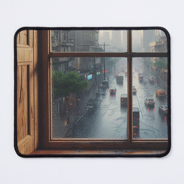 Item preview, Rustic Window Rainy View of Durban – Ultra-Realistic Cityscape Design for Urban Holiday and Travel Lovers designed and sold by knalpot-design.