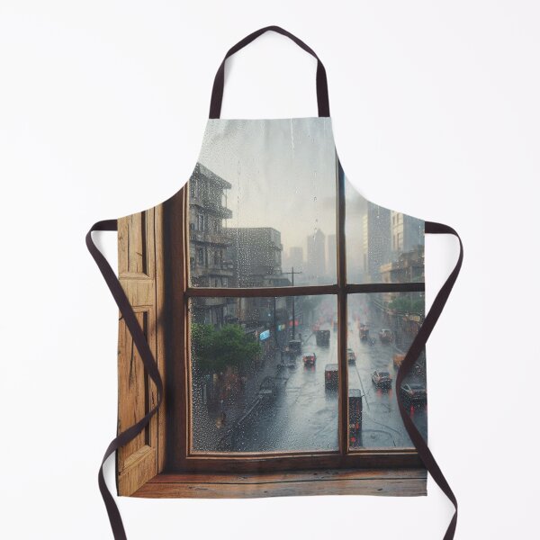 Item preview, Rustic Window Rainy View of Durban – Ultra-Realistic Cityscape Design for Urban Holiday and Travel Lovers designed and sold by knalpot-design.