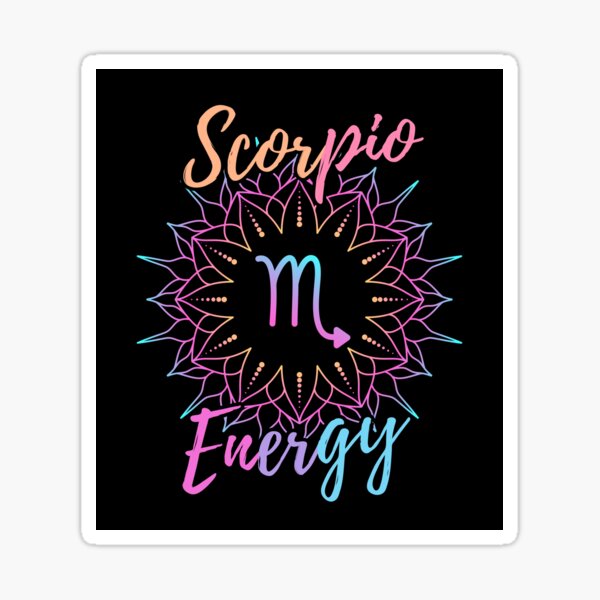 Scorpio Energy Lotus Zodiac Art - Black Background Sticker