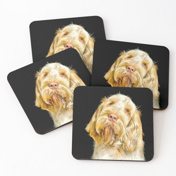 Item preview, Whimsical White and Orange Italian Spinone Portrait – Gentle Gaze by heidiannemorris designed and sold by FOLK ART FUSION by heidiannemorris.