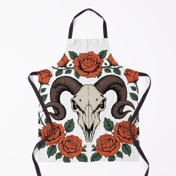 Item preview, Ram Skull and Roses with Gothic Botanical Vibe designed and sold by BirdsnStuff.