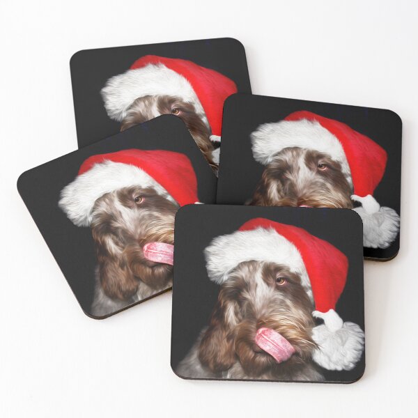 Item preview, Festive Italian Spinone in Santa Hat – Merry Christmas Dog by heidiannemorris designed and sold by FOLK ART FUSION by heidiannemorris.