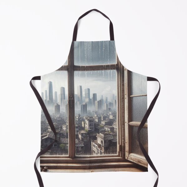 Item preview, Rustic Window Rainy View of Guangzhou – Ultra-Realistic Cityscape Design for Urban Travel and City Vacation Lovers designed and sold by knalpot-design.