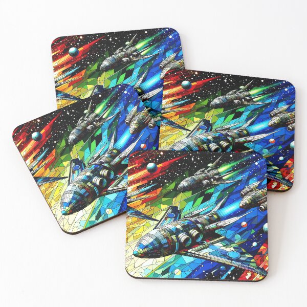 Item preview, Space and spaceships in stained glass style designed and sold by Dogandesighn.