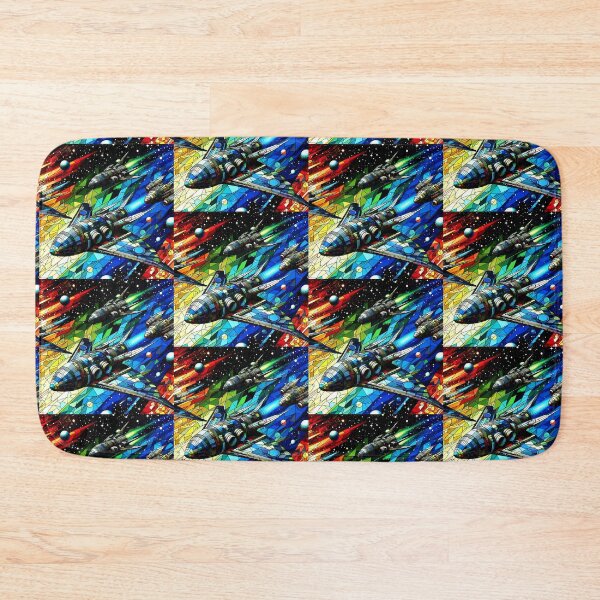 Item preview, Space and spaceships in stained glass style designed and sold by Dogandesighn.