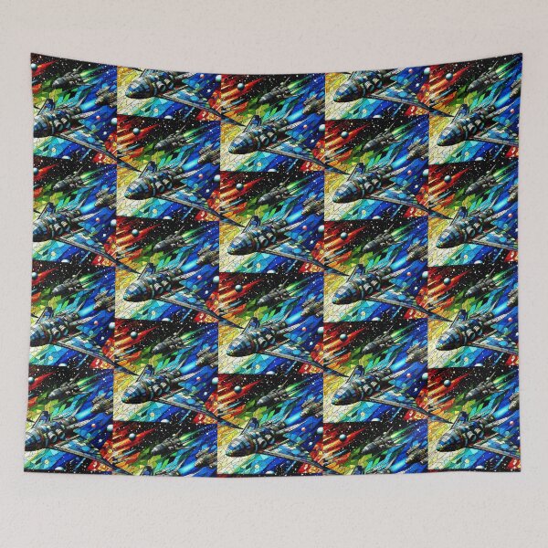 Item preview, Space and spaceships in stained glass style designed and sold by Dogandesighn.