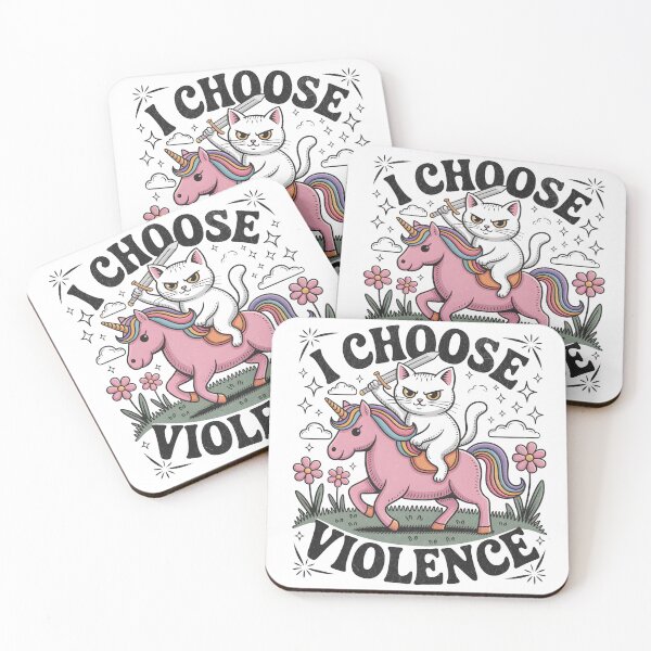 Item preview, I Choose Violence - Cute Funny Unicorn Cat designed and sold by BeansterNL.