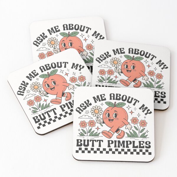 Item preview, Ask Me About My Butt Pimples - Cute Retro Peach Mascot designed and sold by BeansterNL.