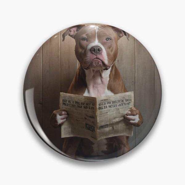 Item preview, Pit Bull Reading Newspaper on Toilet designed and sold by vk09.