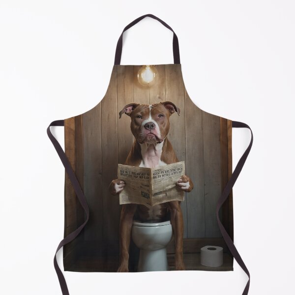 Item preview, Pit Bull Reading Newspaper on Toilet designed and sold by vk09.