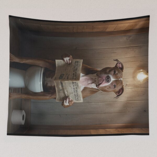 Item preview, Pit Bull Reading Newspaper on Toilet designed and sold by vk09.