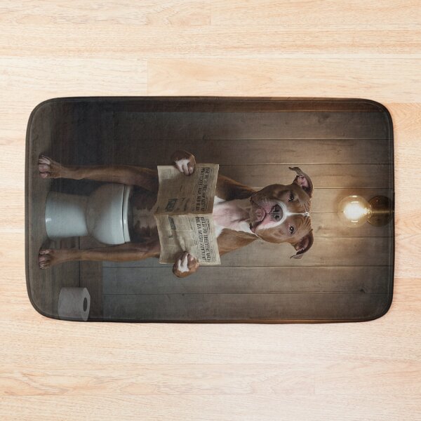 Item preview, Pit Bull Reading Newspaper on Toilet designed and sold by vk09.