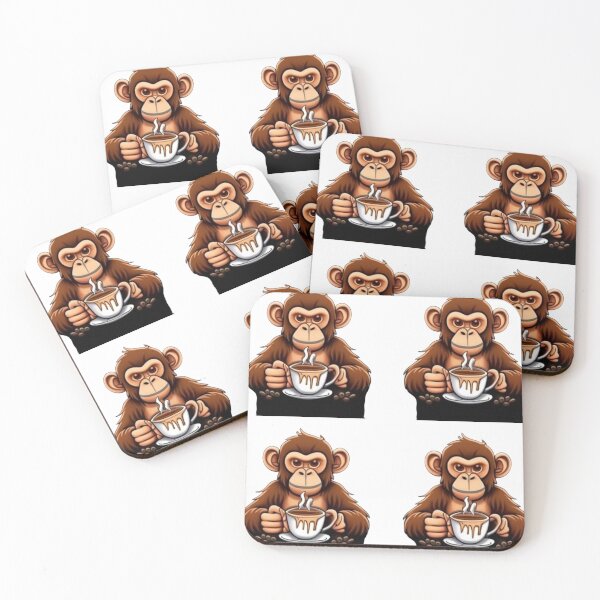 Item preview, Coffee First, Monkey Sticker  designed and sold by SoulArtSara.