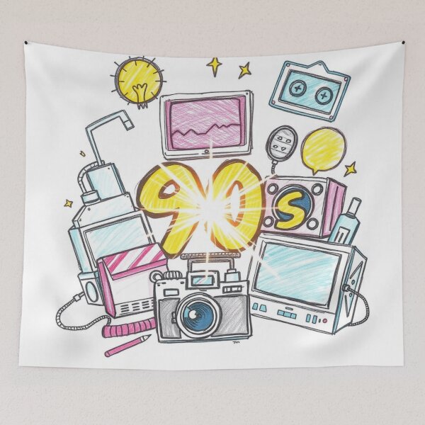Item preview, Retro 90s Vibes – Nostalgic Doodle Throwback Design designed and sold by apoknight.