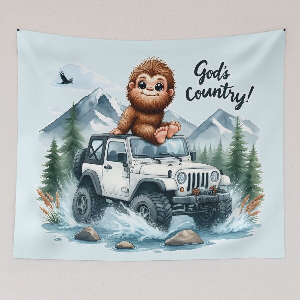 Item preview, Bigfoot God’s Country Forest Mountain Outdoors Vehicle designed and sold by BreezyDawnDesigns.