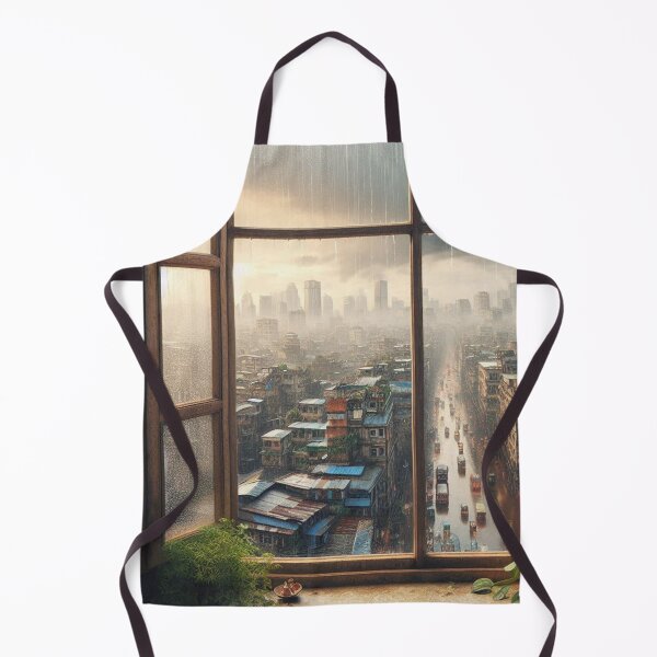 Item preview, Rustic Window Rainy Dhaka View – Ultra-Realistic Urban Design for City Vacation Lovers and Rainy Day Aesthetic Fans designed and sold by knalpot-design.