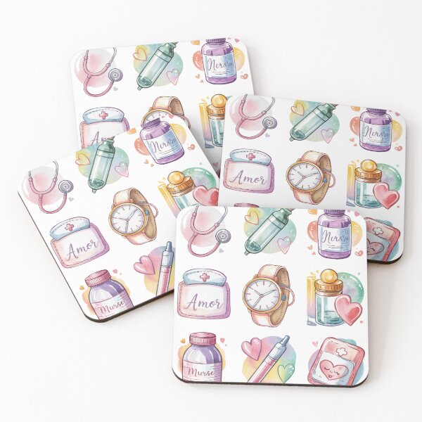 Item preview, Watercolor Nurse Tools Sticker Pack, Pastel Medical Aesthetic with Hearts and Amor, Cute Nursing Gift for Students and Healthcare Workers designed and sold by Giuggimade.