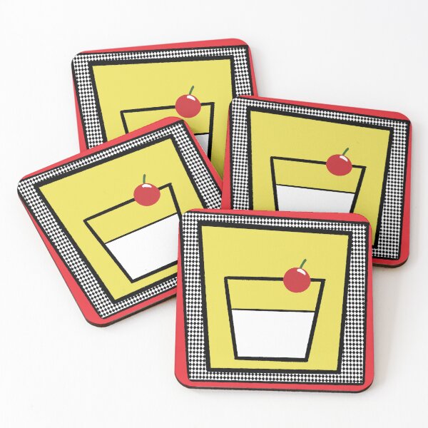 Item preview, Old Fashioned Pop Art - Retro Rocks Glass with Cherry on Yellow designed and sold by ColorMeBright.
