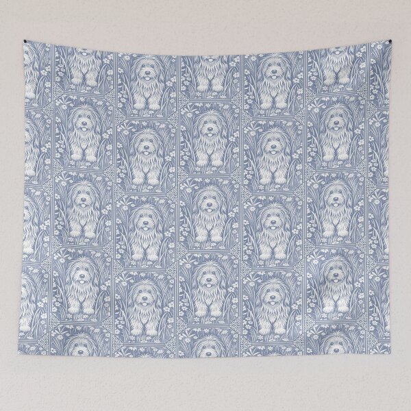 Item preview, Shaggy Dog Blues Cute Vintage Puppy in Garden designed and sold by AntiqueImages.