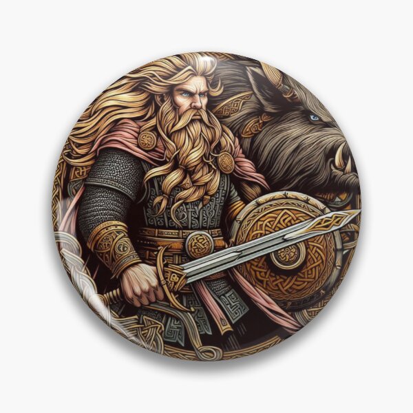 Item preview, Capricorn Norse Viking God Freyr with his Boar designed and sold by Kjahli.