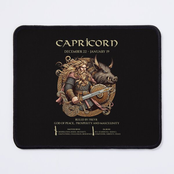 Item preview, Capricorn Norse Viking God Freyr with his Boar designed and sold by Kjahli.