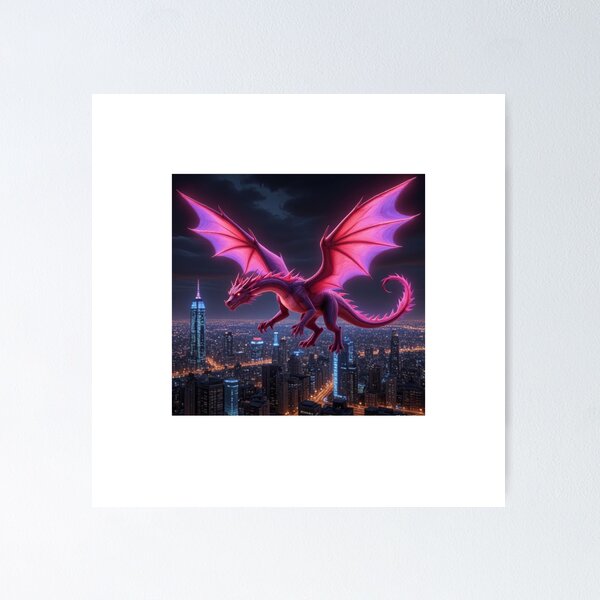 Item preview, Neon Cyber Dragon | Mythical Creature Design designed and sold by buzzprints1234.