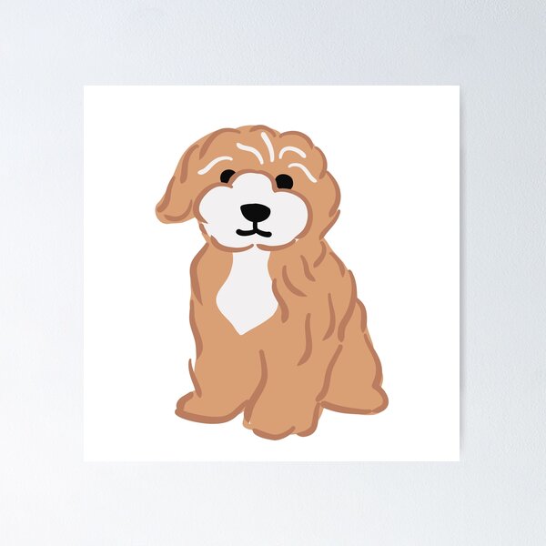 Item preview, Cute Fluffy Dog Illustration – Light Brown Cartoon Puppy designed and sold by kateyangdesign.