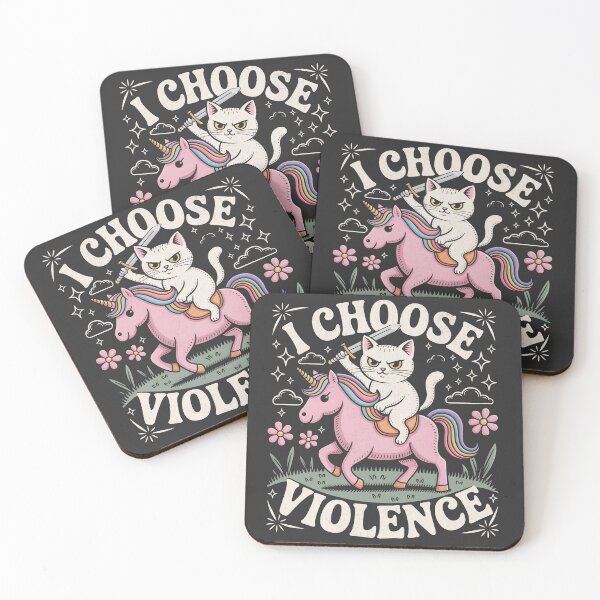 Item preview, I Choose Violence - Cute Funny Unicorn Cat designed and sold by BeansterNL.