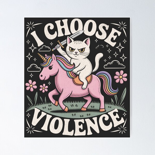Item preview, I Choose Violence - Cute Funny Unicorn Cat designed and sold by BeansterNL.