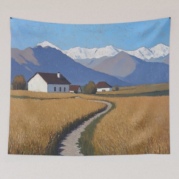 Item preview, Kazakhstan landscape | Post-impressionist painting style designed and sold by ComicsFactory.