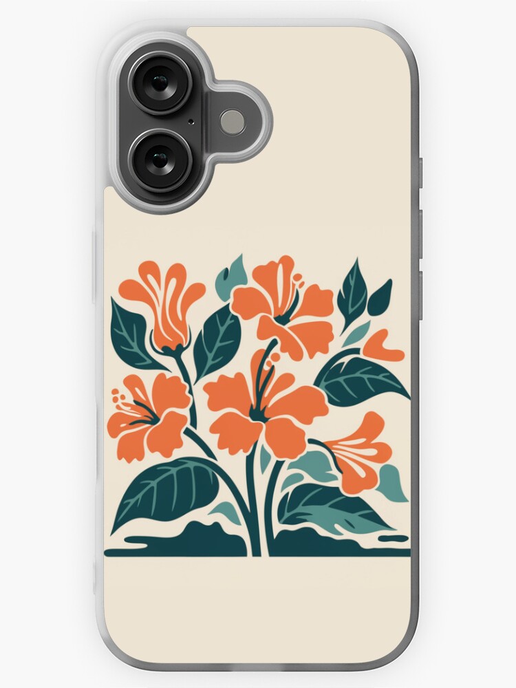 Thumbnail 1 of 5, iPhone Case, Tropical Hibiscus in Retro Colors – Bold Floral Design designed and sold by Patricks-Art.