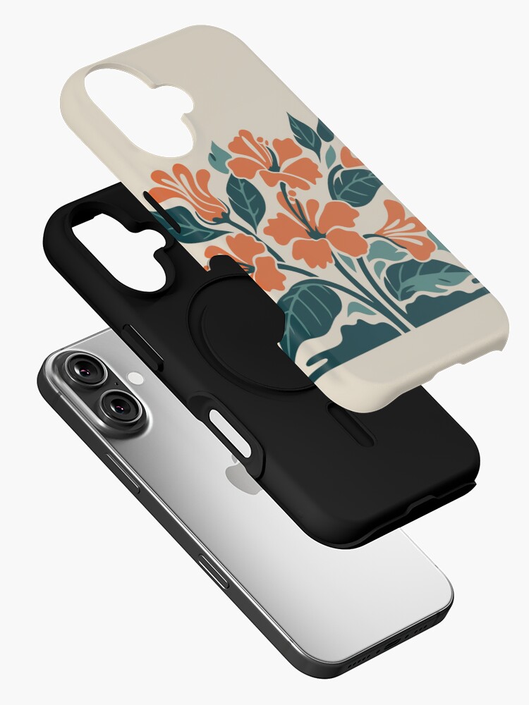 Thumbnail 2 of 4, iPhone Case, Tropical Hibiscus in Retro Colors – Bold Floral Design designed and sold by Patricks-Art.