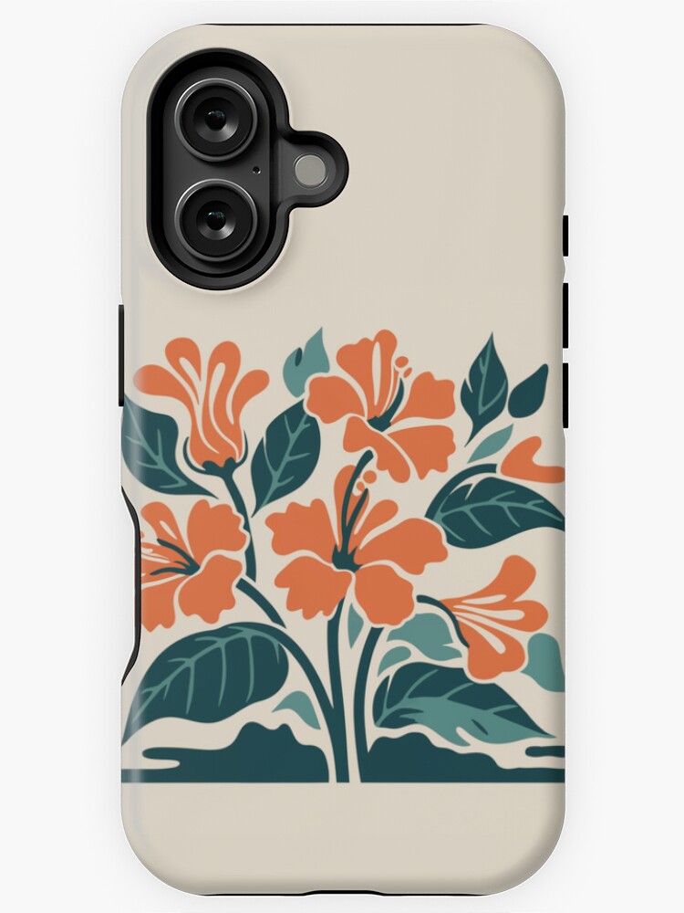 Thumbnail 1 of 4, iPhone Case, Tropical Hibiscus in Retro Colors – Bold Floral Design designed and sold by Patricks-Art.