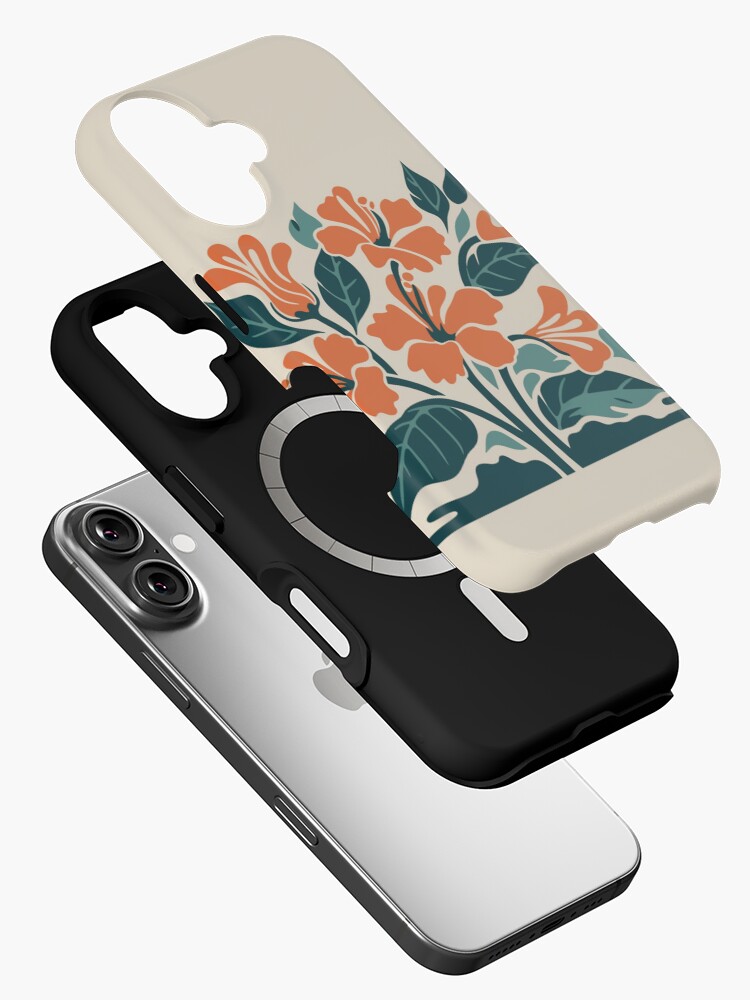 Thumbnail 2 of 4, iPhone Case, Tropical Hibiscus in Retro Colors – Bold Floral Design designed and sold by Patricks-Art.