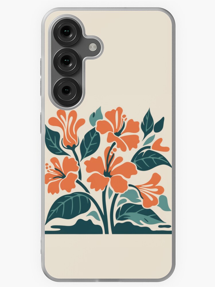Thumbnail 1 of 4, Samsung Galaxy Phone Case, Tropical Hibiscus in Retro Colors – Bold Floral Design designed and sold by Patricks-Art.