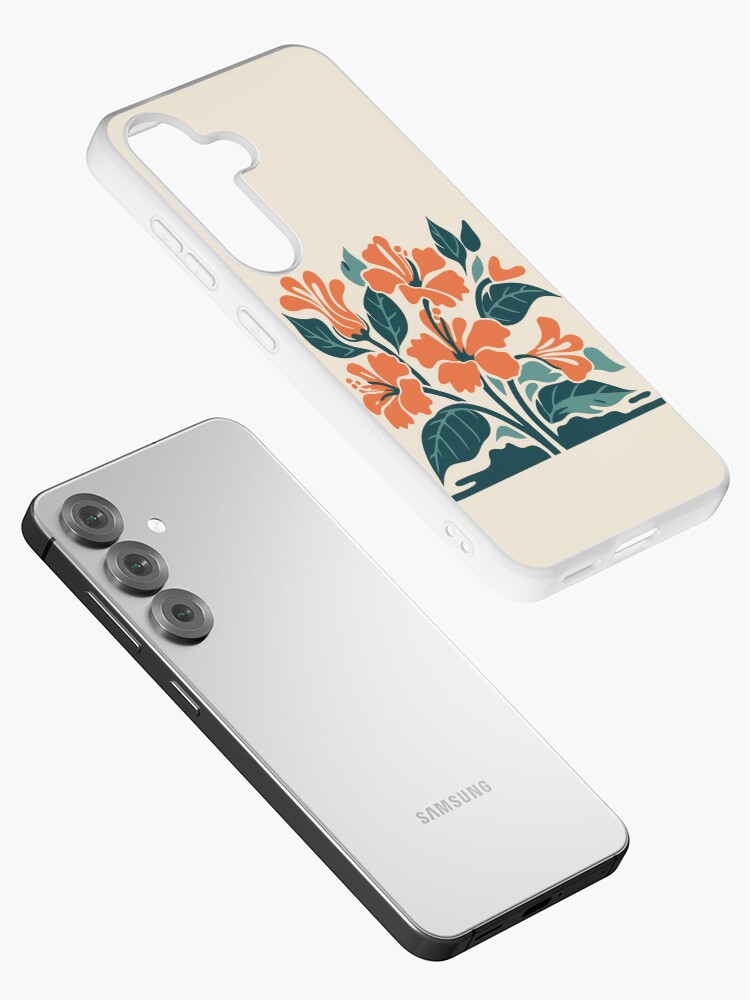 Thumbnail 2 of 4, Samsung Galaxy Phone Case, Tropical Hibiscus in Retro Colors – Bold Floral Design designed and sold by Patricks-Art.