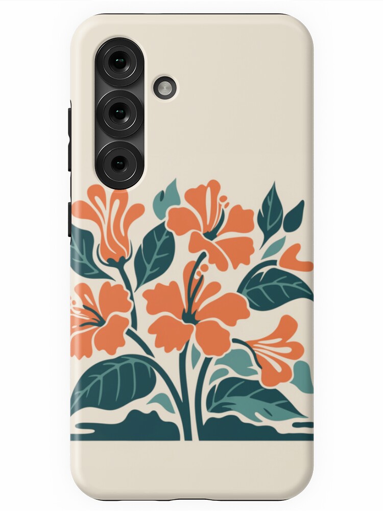 Thumbnail 1 of 4, Samsung Galaxy Phone Case, Tropical Hibiscus in Retro Colors – Bold Floral Design designed and sold by Patricks-Art.