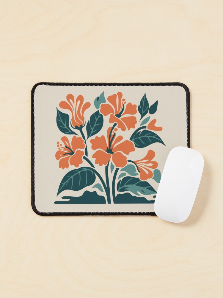 Thumbnail 1 of 5, Mouse Pad, Tropical Hibiscus in Retro Colors – Bold Floral Design designed and sold by Patricks-Art.