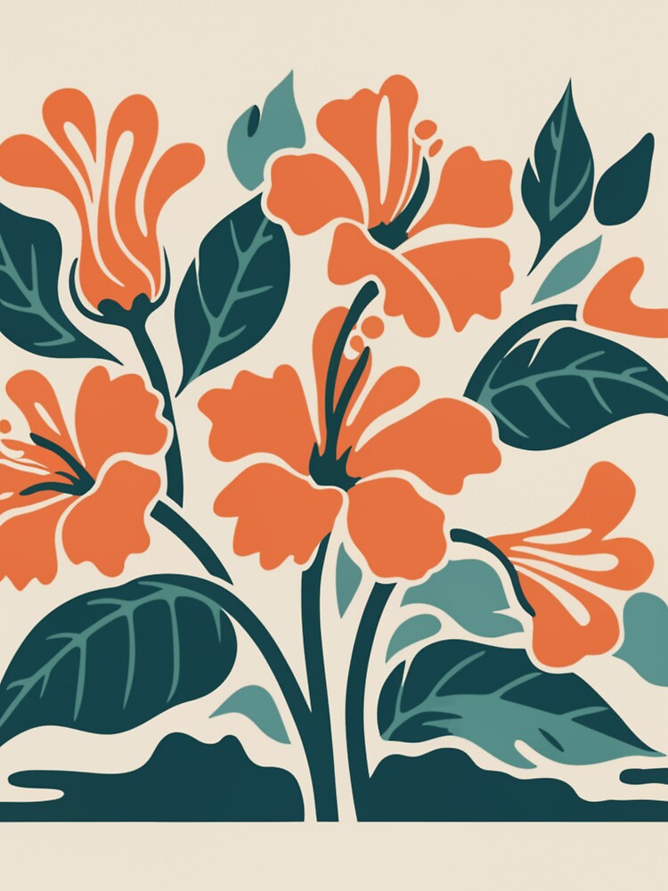 Thumbnail 3 of 3, Drawstring Bag, Tropical Hibiscus in Retro Colors – Bold Floral Design designed and sold by Patricks-Art.