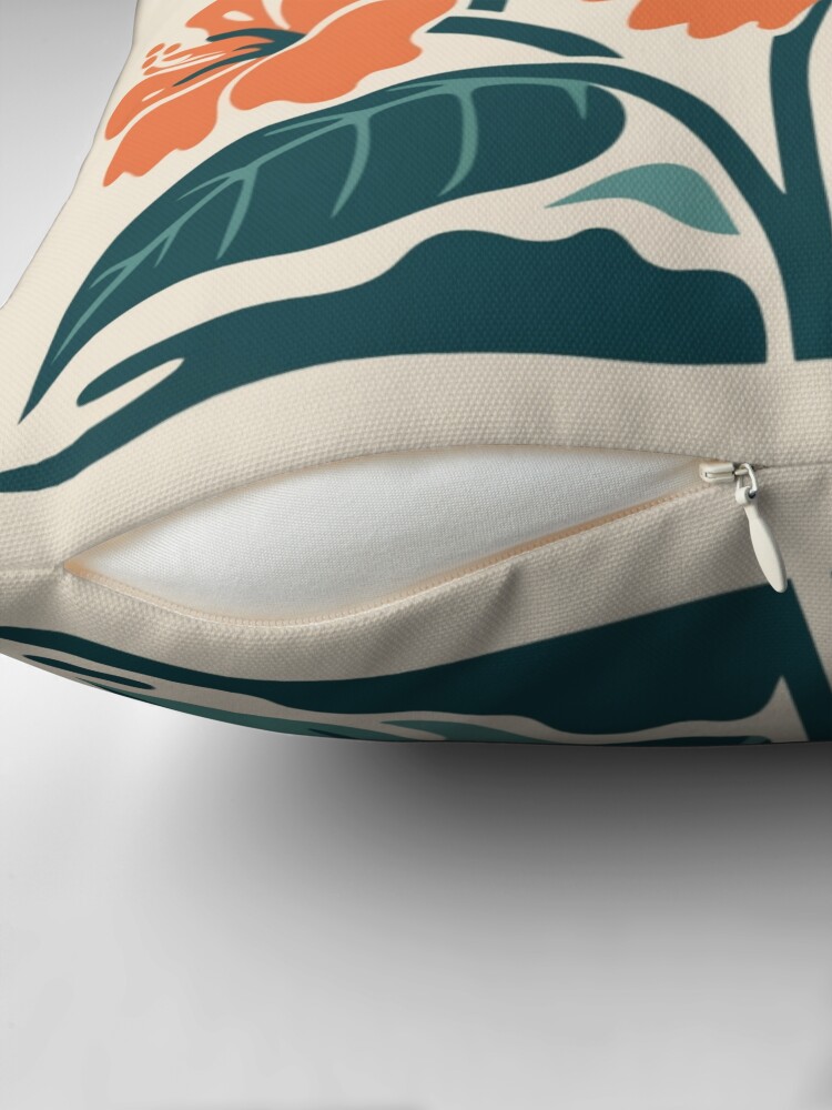 Thumbnail 2 of 4, Pillow, Tropical Hibiscus in Retro Colors – Bold Floral Design designed and sold by Patricks-Art.