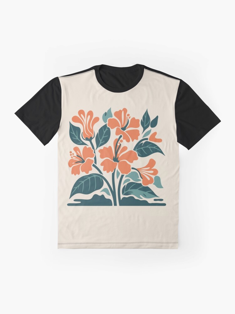Thumbnail 4 of 5, Graphic T-Shirt, Tropical Hibiscus in Retro Colors – Bold Floral Design designed and sold by Patricks-Art.