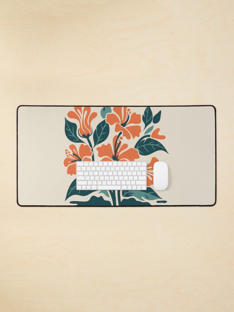Thumbnail 1 of 5, Mouse Pad, Tropical Hibiscus in Retro Colors – Bold Floral Design designed and sold by Patricks-Art.