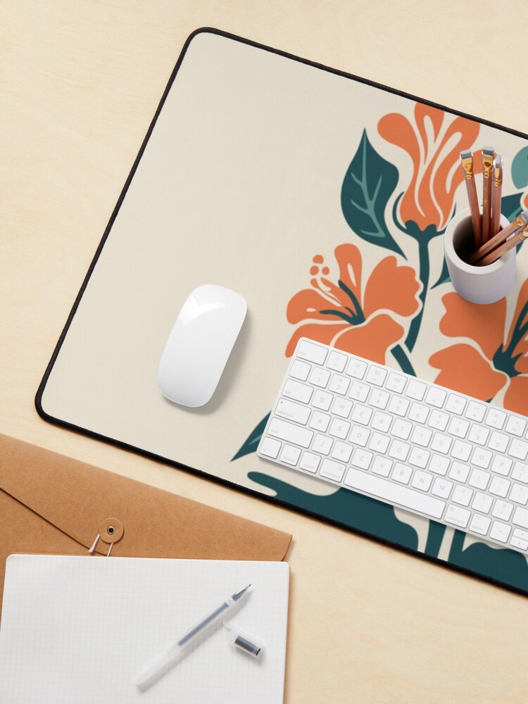 Thumbnail 3 of 5, Mouse Pad, Tropical Hibiscus in Retro Colors – Bold Floral Design designed and sold by Patricks-Art.