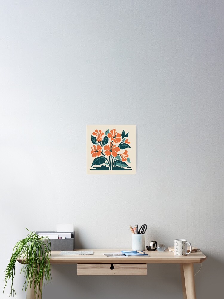 Thumbnail 2 of 3, Poster, Tropical Hibiscus in Retro Colors – Bold Floral Design designed and sold by Patricks-Art.
