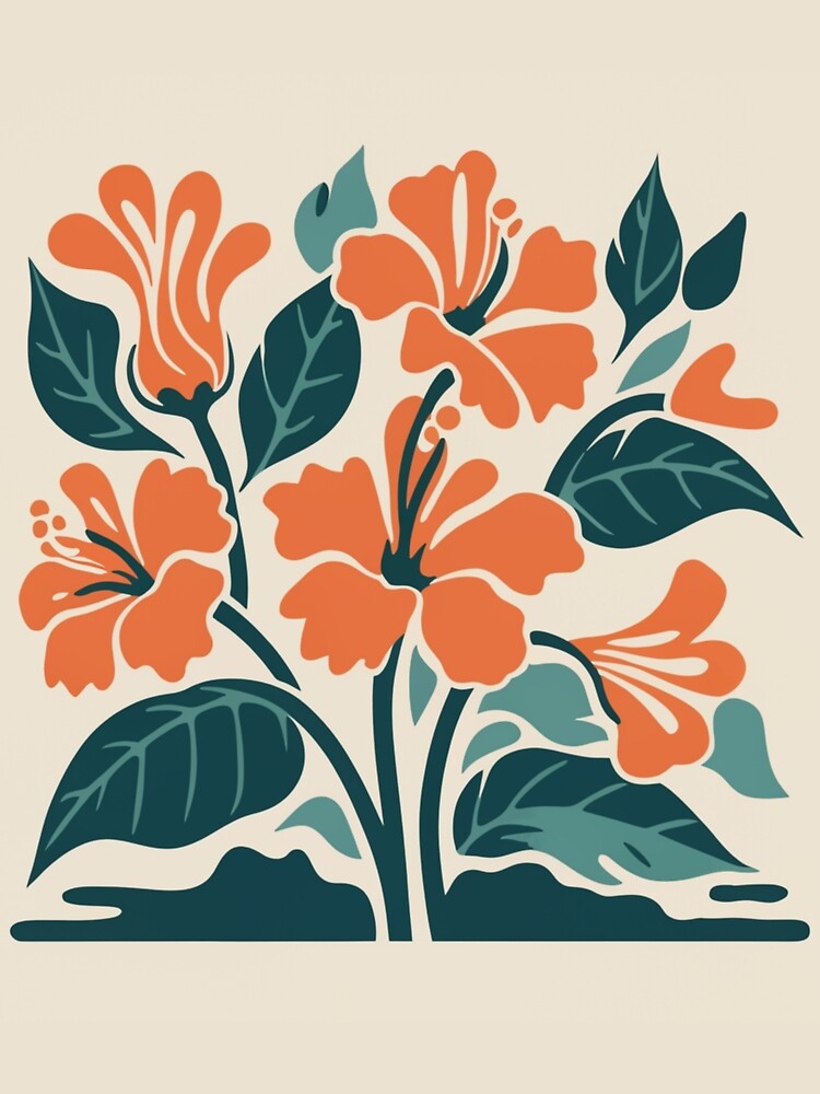 Thumbnail 3 of 3, Scarf, Tropical Hibiscus in Retro Colors – Bold Floral Design designed and sold by Patricks-Art.