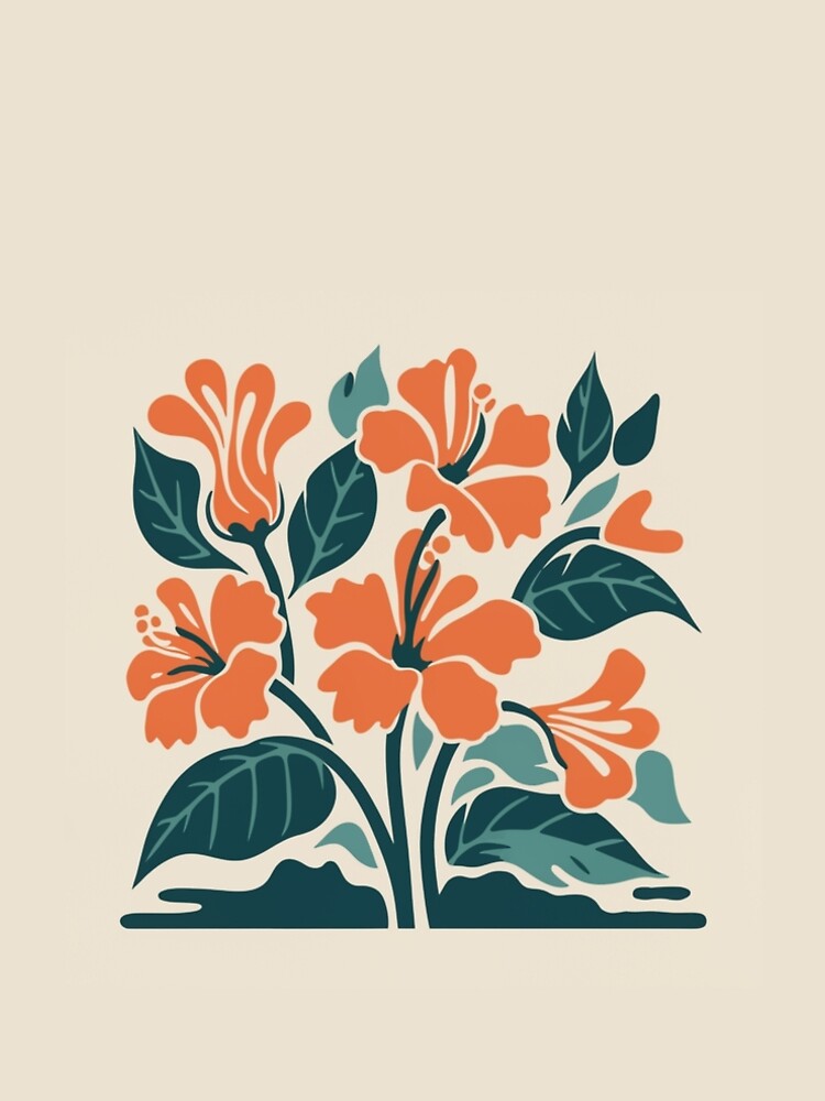 Thumbnail 4 of 4, A-Line Dress, Tropical Hibiscus in Retro Colors – Bold Floral Design designed and sold by Patricks-Art.